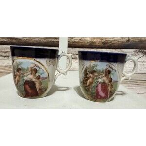 Two Antique Porcelain Teacups With Cherubs Germany Small